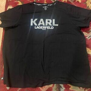 Karl Lagerfeld Black Tee with Silver Accents